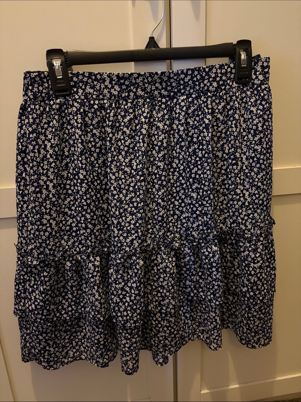 J. Crew Navy and White Floral Mini Skirt